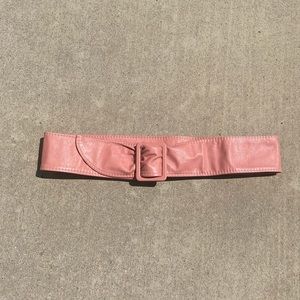 Groovy pink leather belt with square buckle